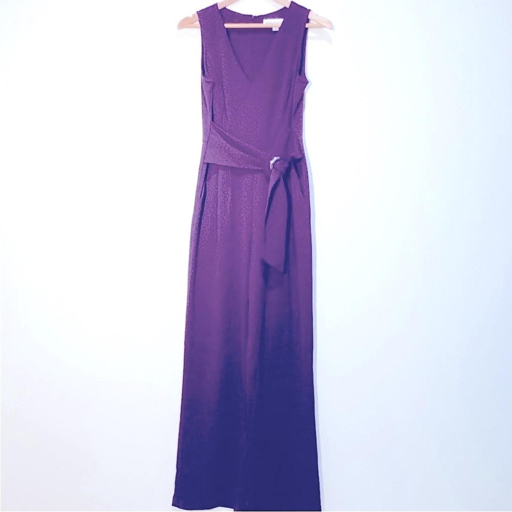 NWT Emma & Michele Plum Wide Leg Jumpsuit w/ Belt & Pockets Size 12 - Picture 3 of 12